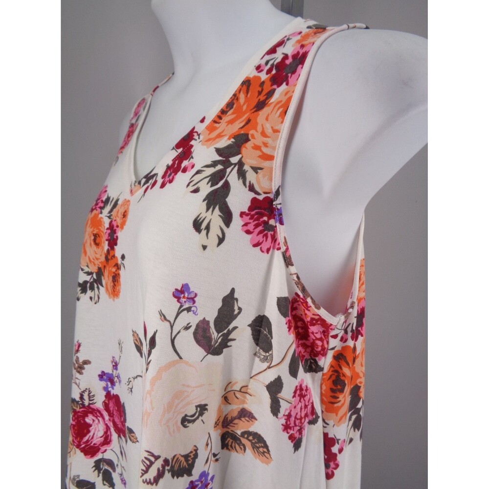 LuLaRoe Kristina Floral Tank Top Large Flared Oversize Flowy High Low New - Picture 6 of 10